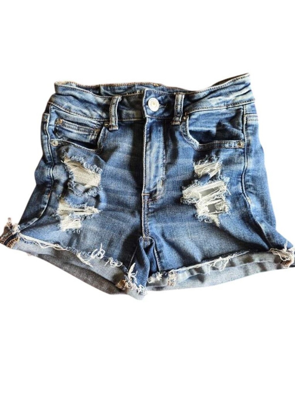 American Eagle Outfitters Faded Blue Distressed Denim Cutoff Shorts